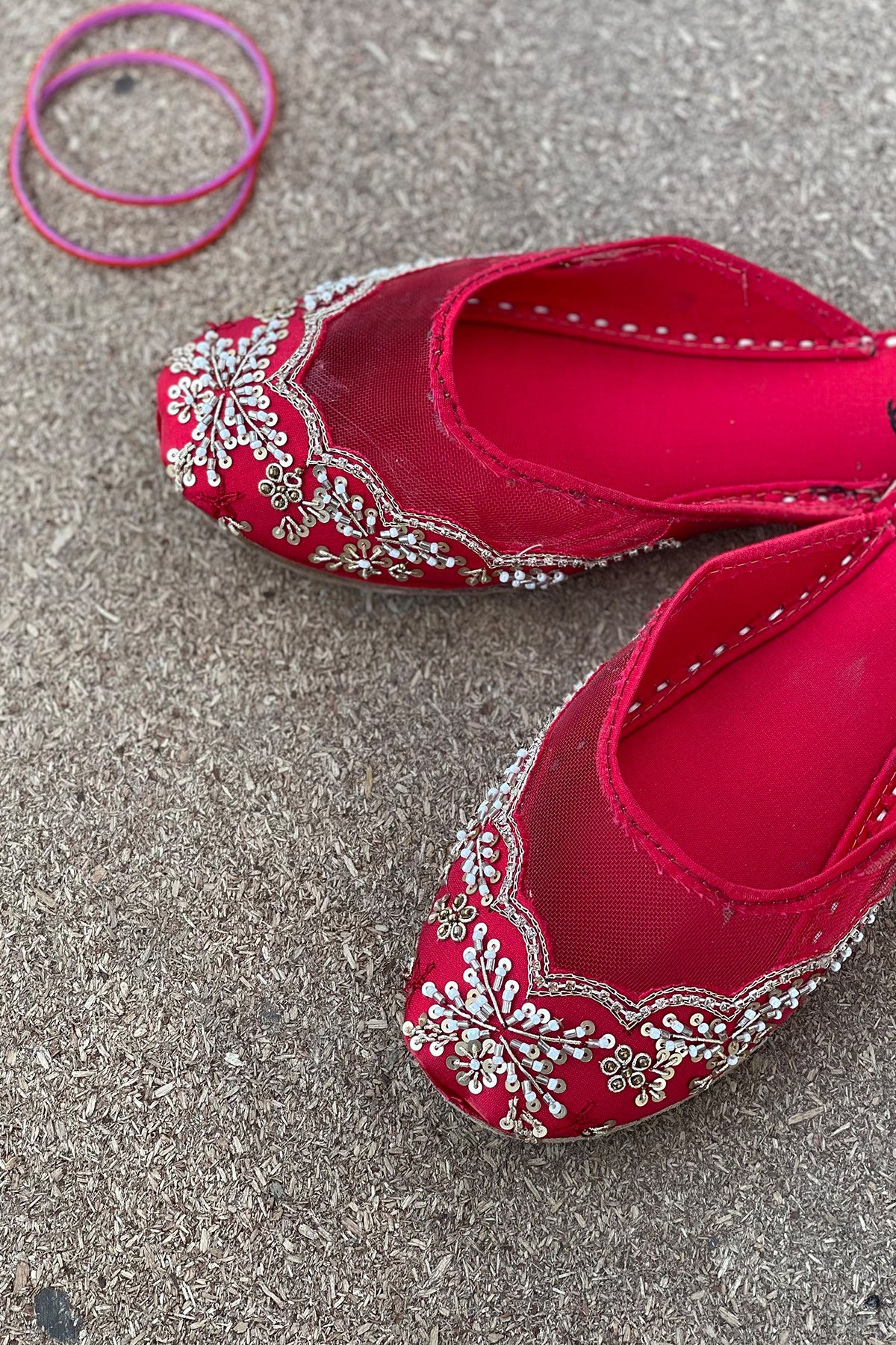 Red Embellished Slipper