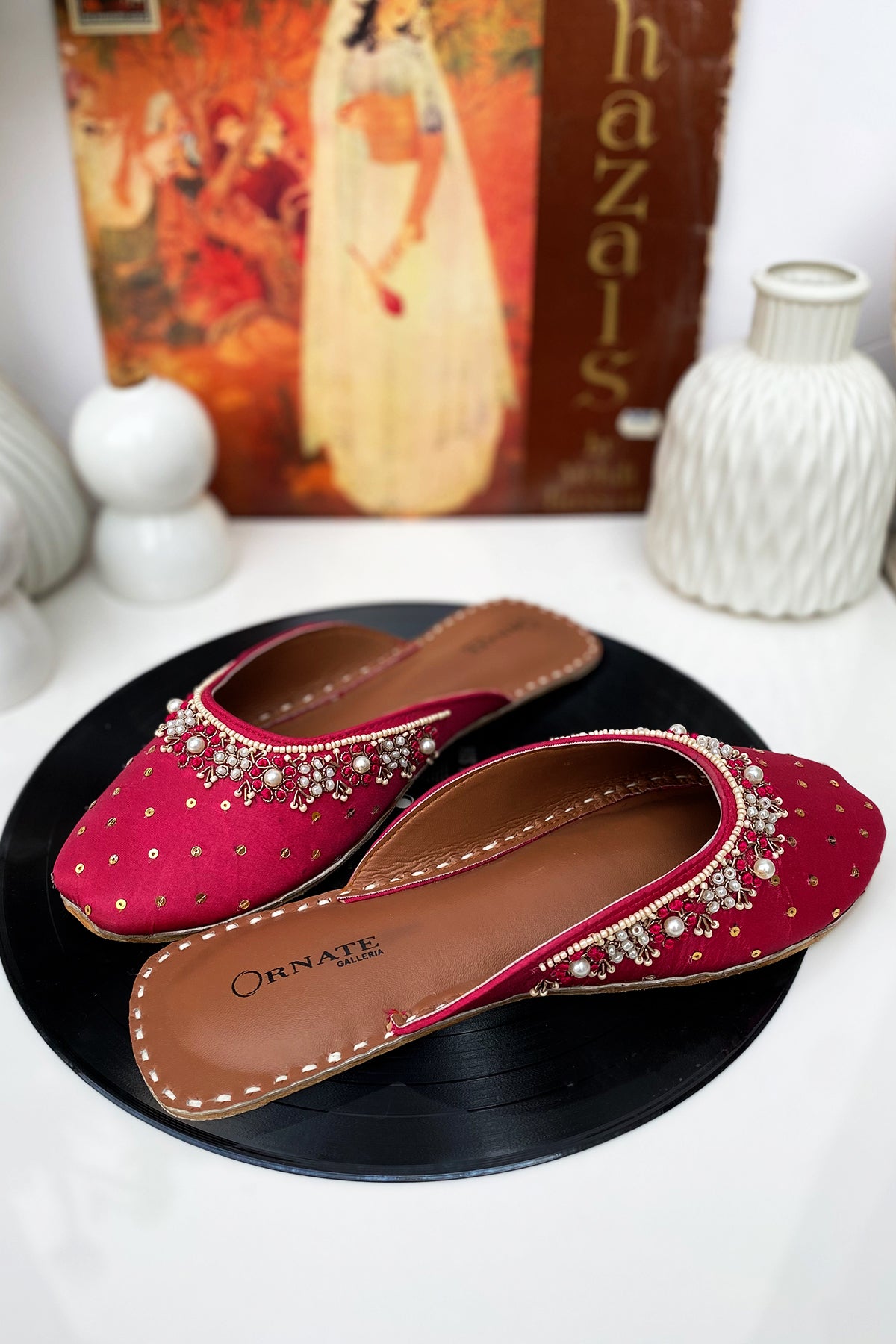 Deep pink embellished slipper