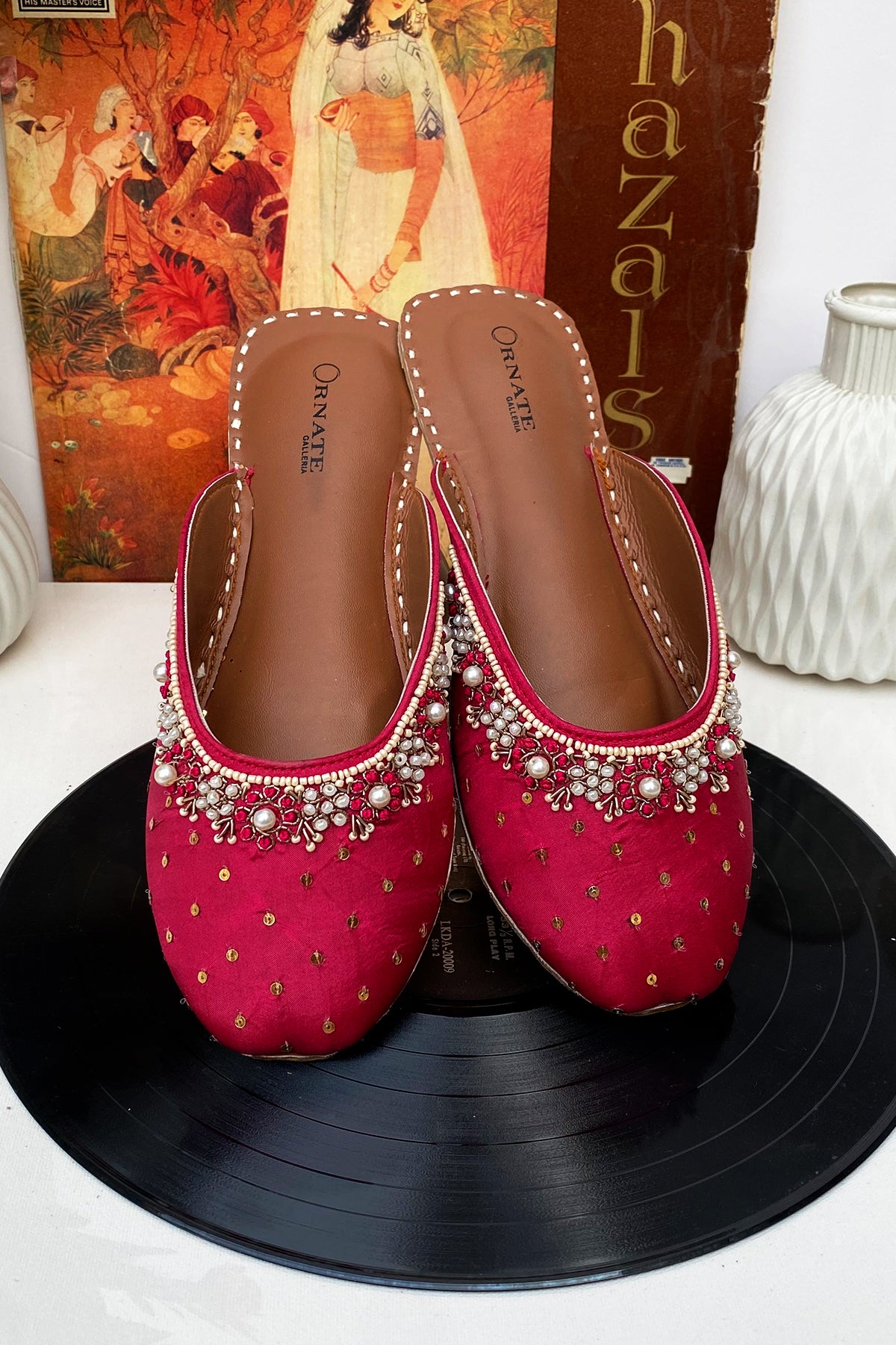 Deep pink embellished slipper