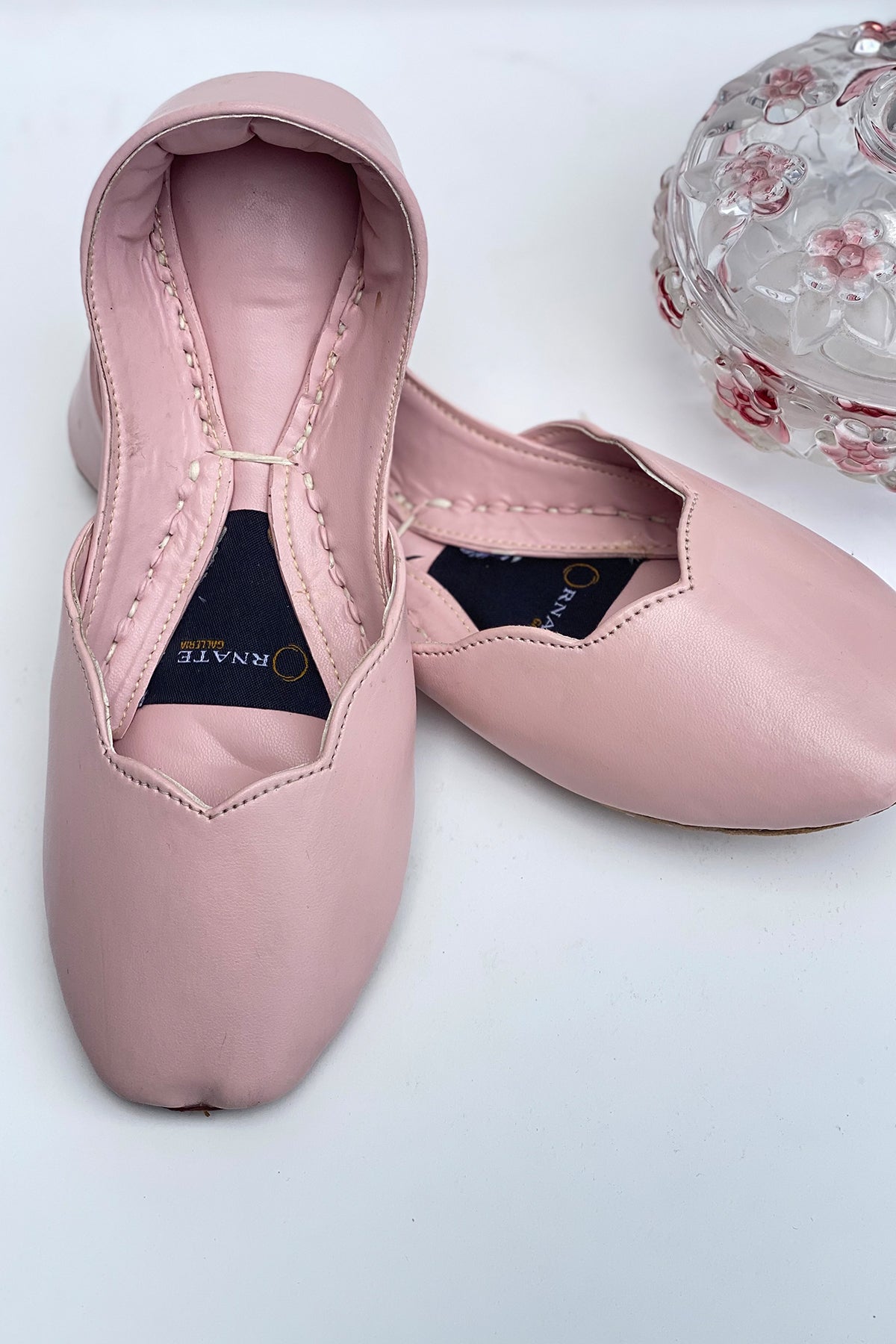 Baby Pink Leather Khussa