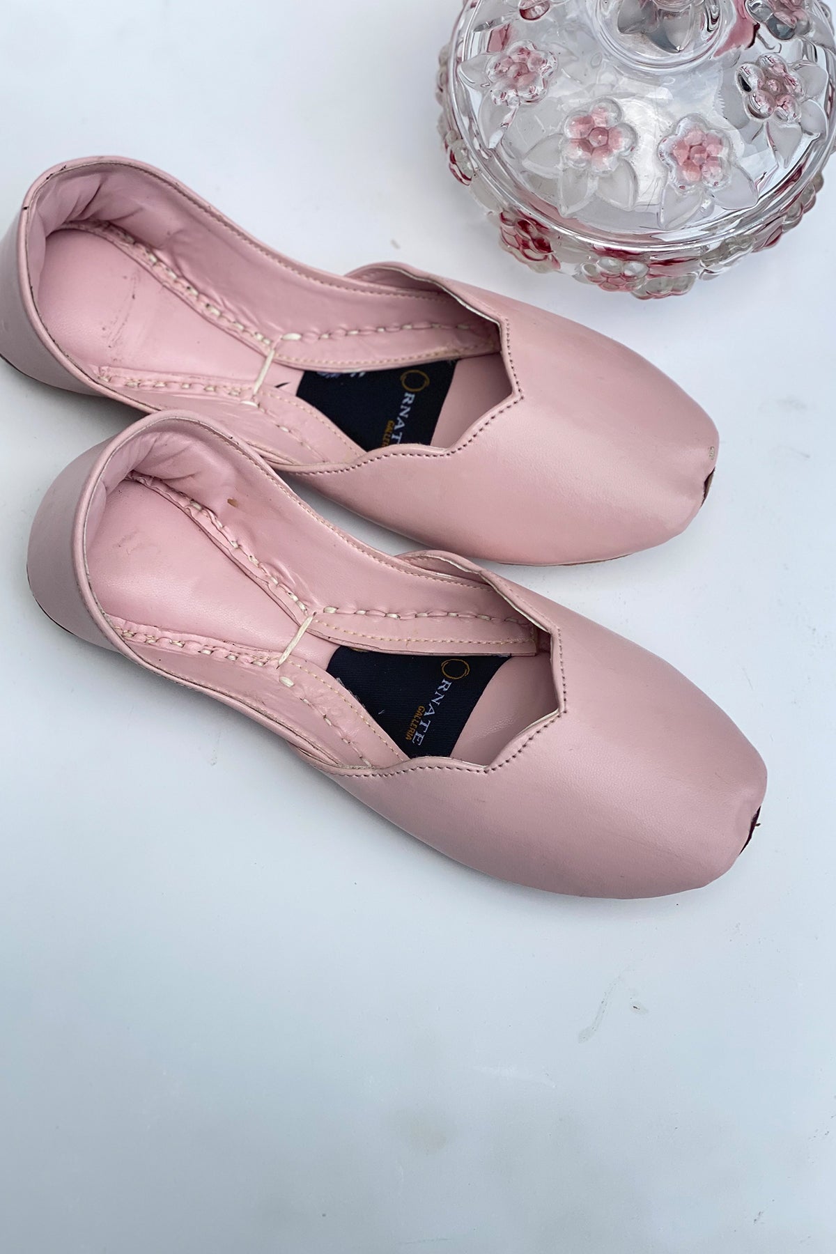 Baby Pink Leather Khussa