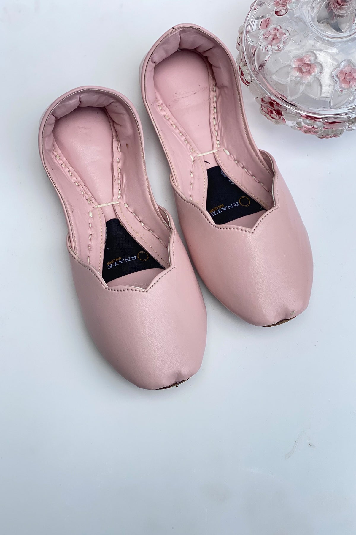 Baby Pink Leather Khussa