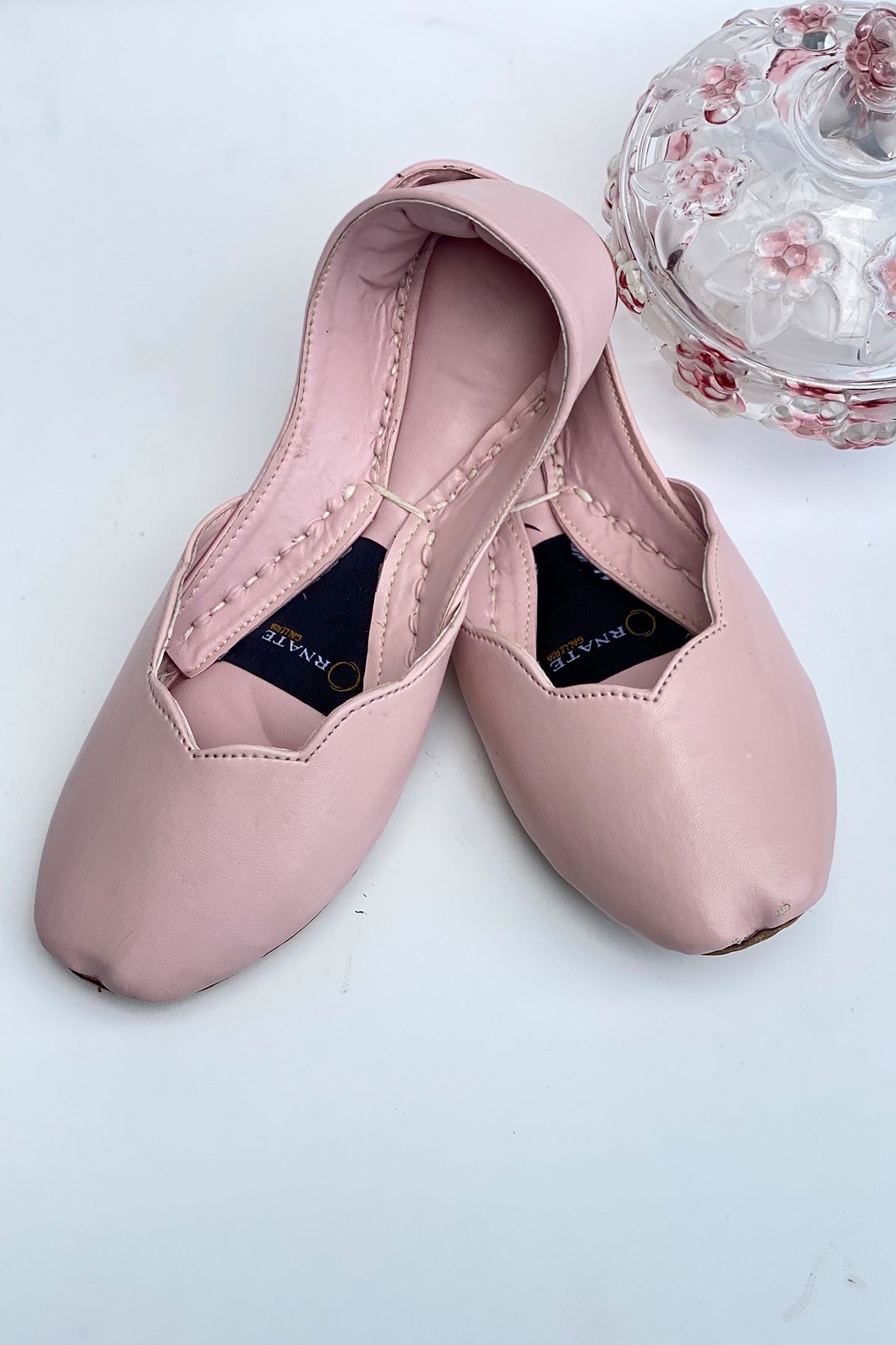 Baby Pink Leather Khussa