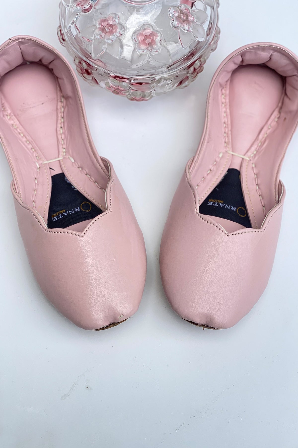 Baby Pink Leather Khussa