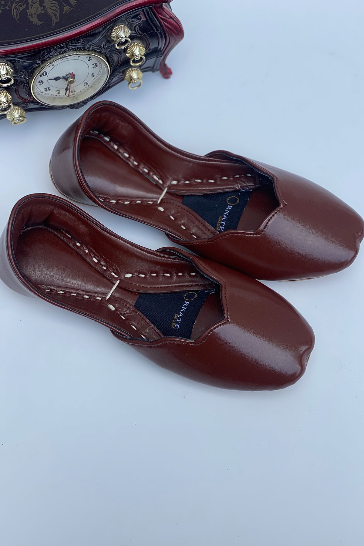 Chocolate Brown Leather Khussa