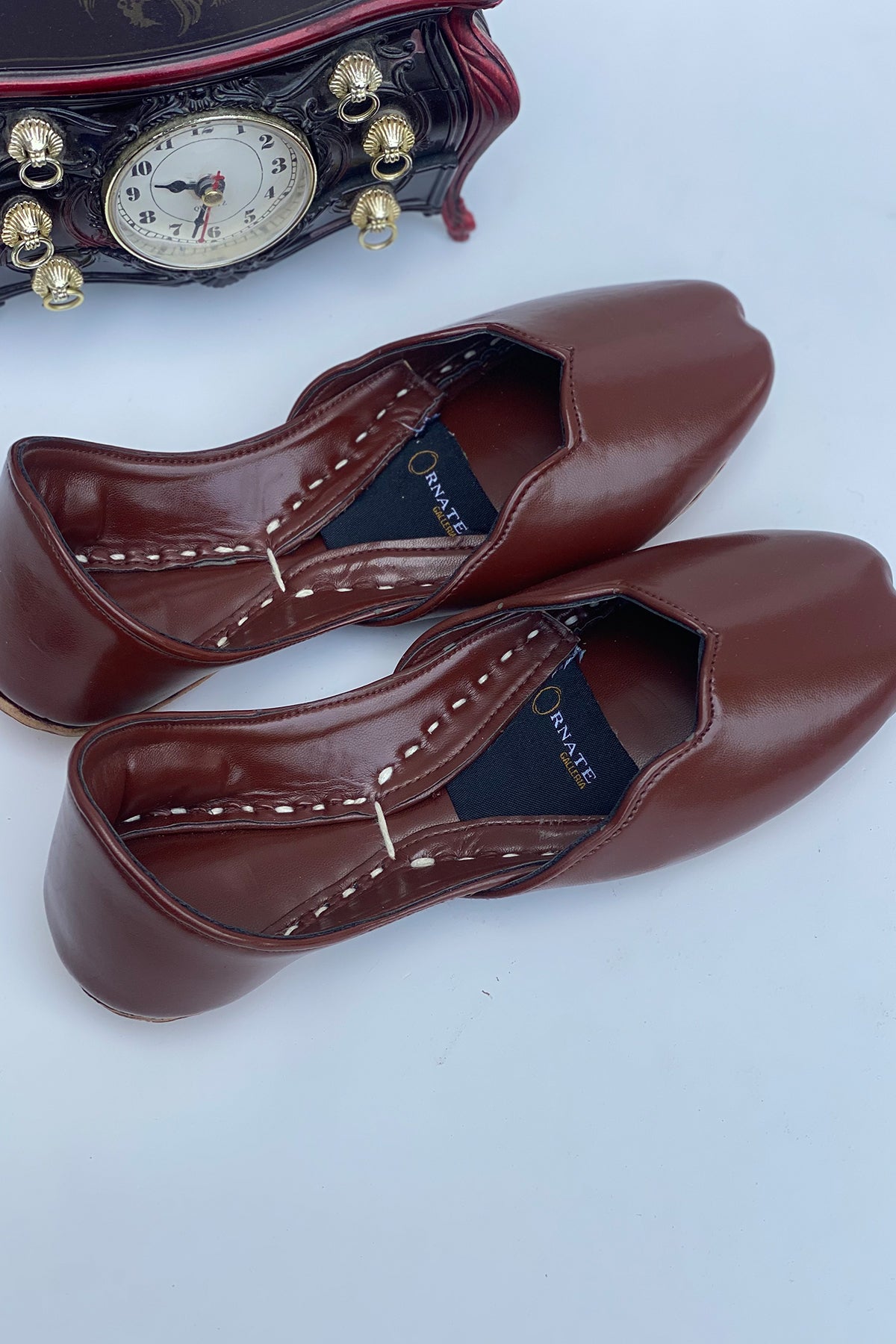 Chocolate Brown Leather Khussa