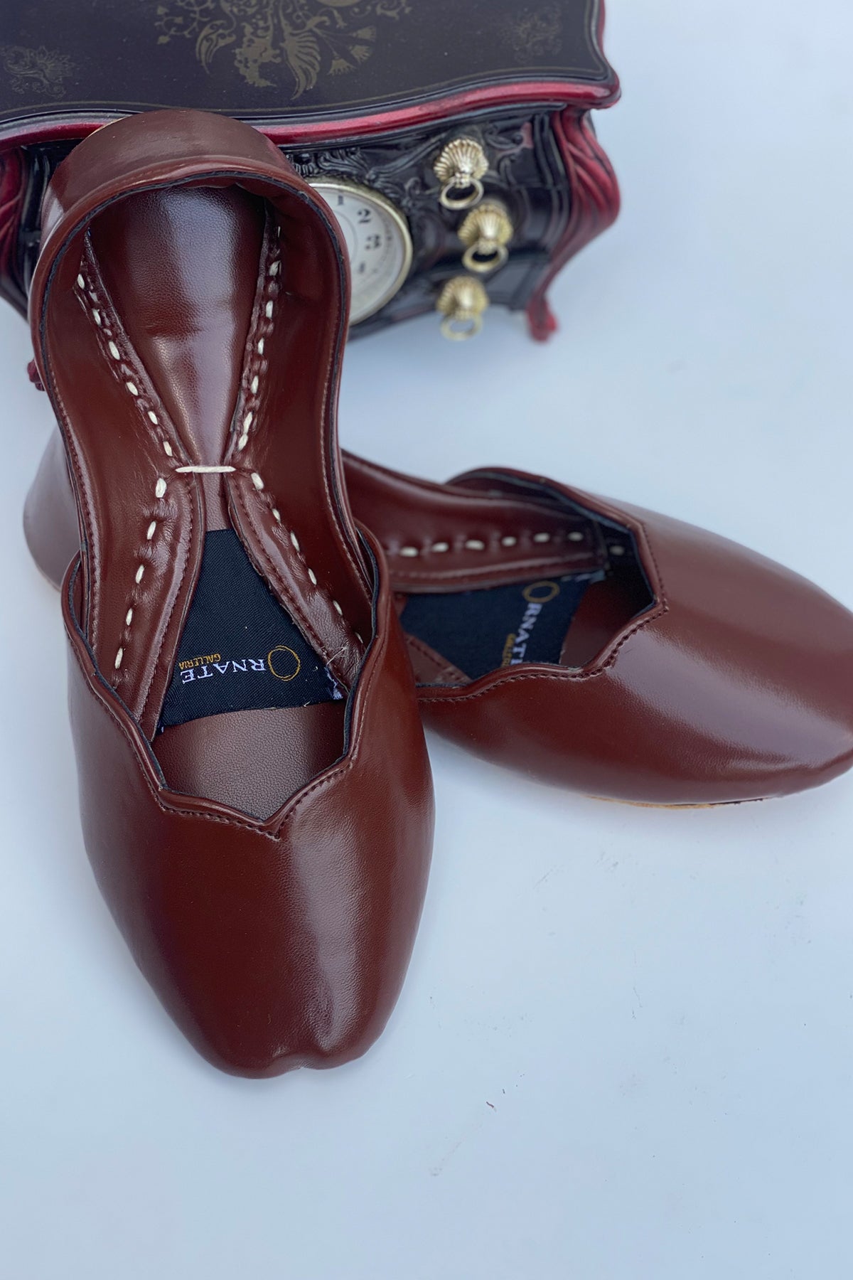 Chocolate Brown Leather Khussa